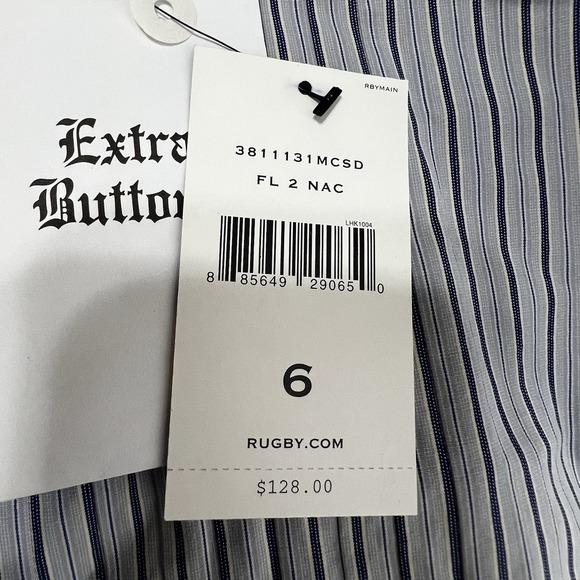 NEW! Ralph Lauren Rugby Button Up Shirt Dress Blue White Ticking Stripe Size 6 - Picture 15 of 16